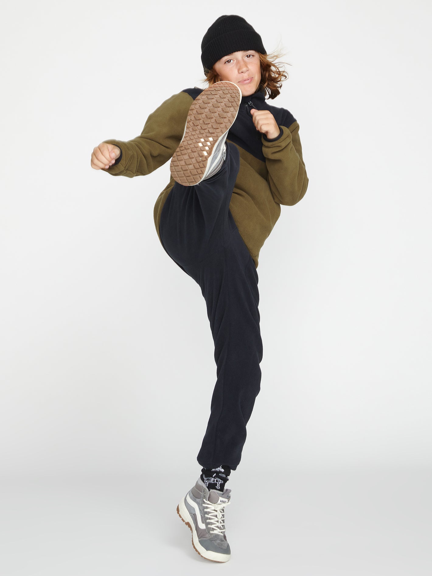 Polarfleece-Sweatshirt – Dunkles Teakholz – (Kind)
