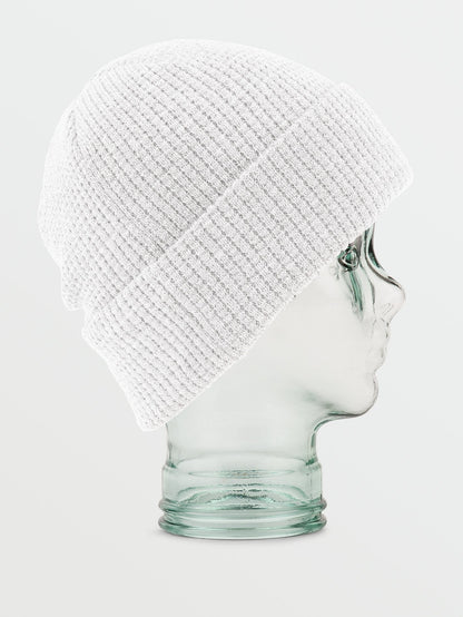 Beanie mit Waffel-Patch - WEISS