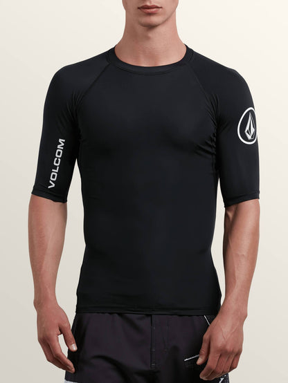 Lido Solid Short Sleeve Lycra - Black