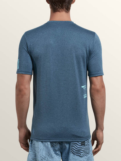 Lido Pixel Heather Short Sleeve Rashguard - Deep Blue