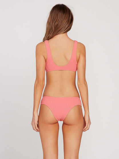 Simply Rib Vneck bikini top - REEF PINK