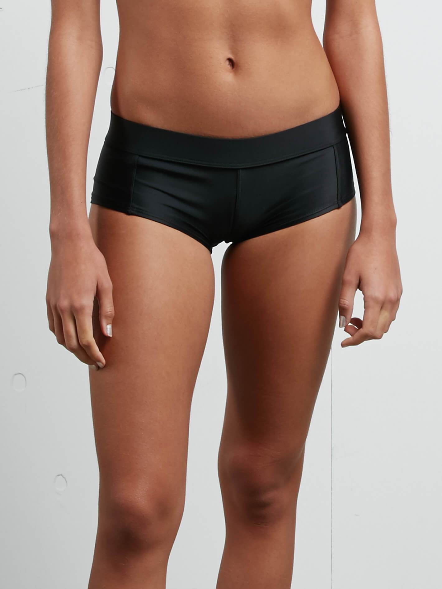 Simply Solid Boy Cut Bikini Bottom - Black