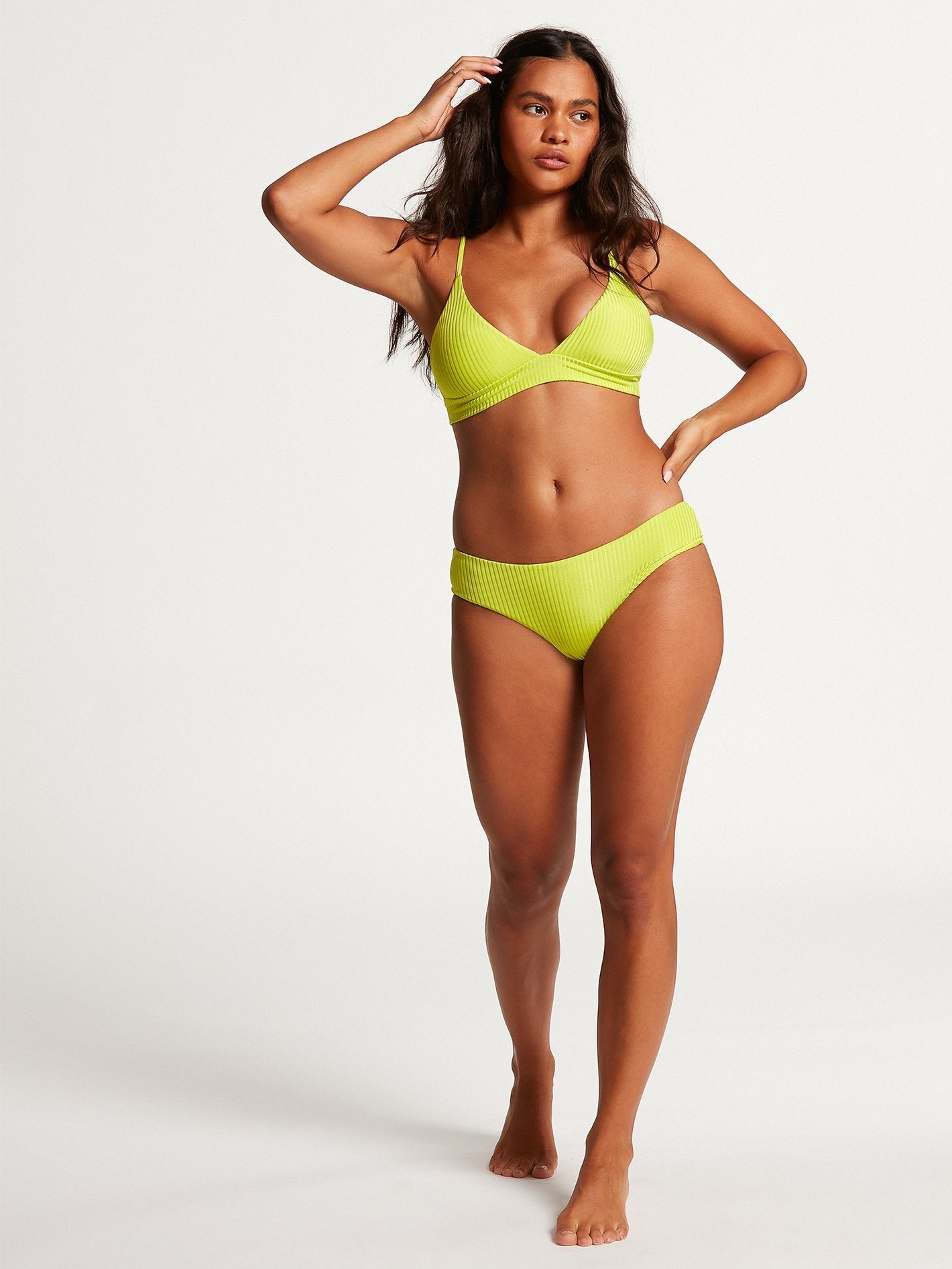 Simply Rib Cheeky Bikinihose - Limette