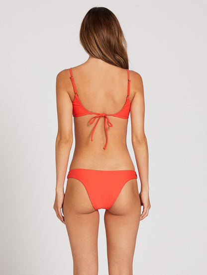 Simply Solid V Bikini Bottom - Electric Coral