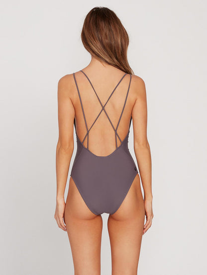 Simply Solid One-Piece Swimsuit - Steel Purple