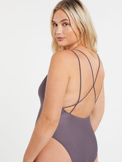 Simply Solid One-Piece Swimsuit - Steel Purple