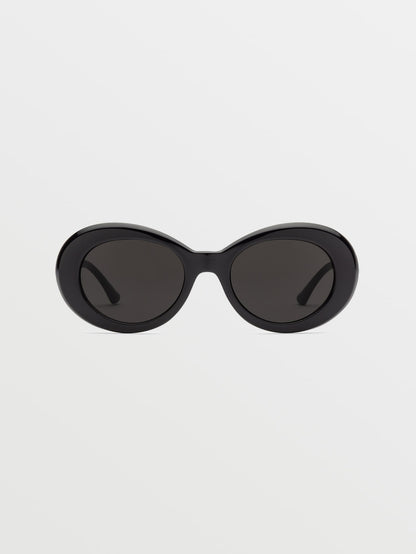 Stoned Gloss Black Sunglasses (Gray Lenses) - GRAY