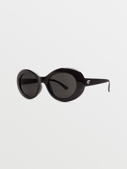 Stoned Gloss Black Sunglasses (Gray Lenses) - GRAY