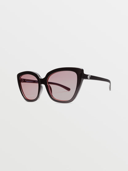 Milli Gloss Black Sunglasses (Pale Pink Lenses) - BLACK