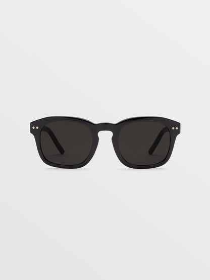 Earth Tripper Gloss Black Sunglasses (Grey Lens) - BLACK