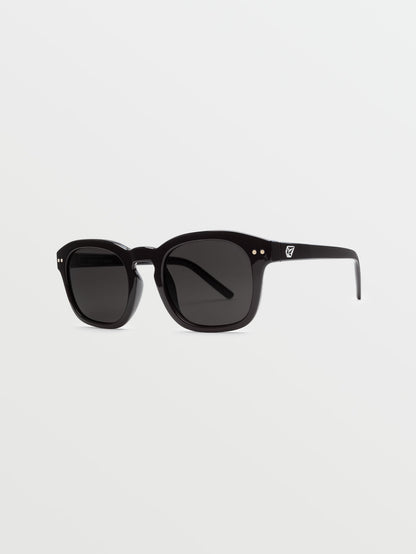 Earth Tripper Gloss Black Sunglasses (Grey Lens) - BLACK