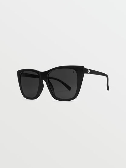 Looky Lou – Schwarze Sonnenbrille in Hochglanzoptik (graue Gläser) – SCHWARZ