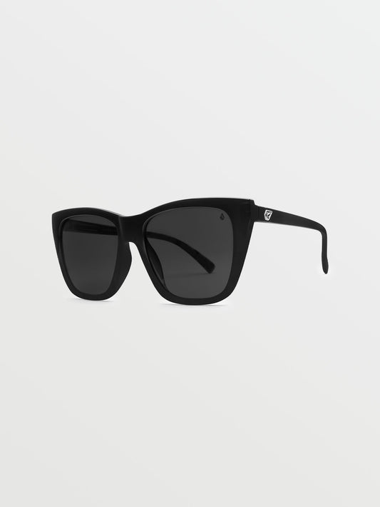 Looky Lou – Schwarze Sonnenbrille in Hochglanzoptik (graue Gläser) – SCHWARZ
