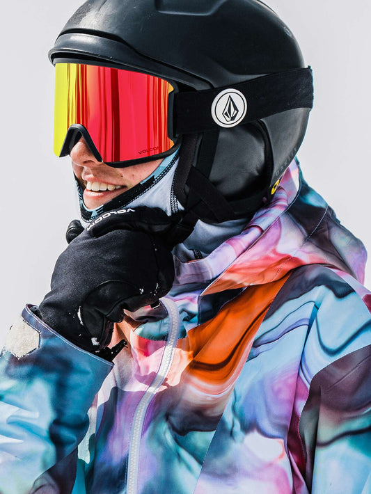 Snow Garden Gloss Black Maske - Rot Chrom