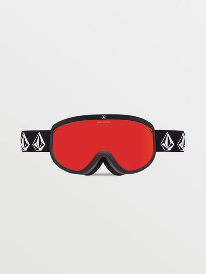 Footprints Matte Black Stone Snow Goggles (+Bonus Lens - Yellow) - Red Chrome