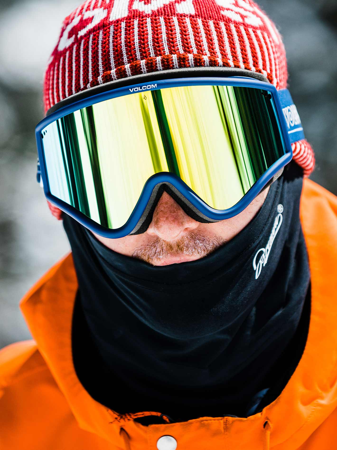 Snow mask Yae Dark Blue/White - Gold Chrome