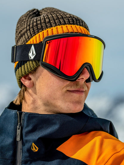 Yae Matte Black Snow Goggles (+bonus lens - Yellow) - Red Chrome