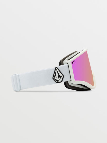 Yae Mattweiße Schneebrille (+ Bonuslinse – Gelb) – Pink Chrome
