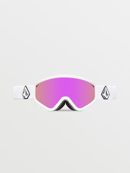 Attunga Mattweiße Schneebrille (+ Bonuslinse – Gelb) – Pink Chrome