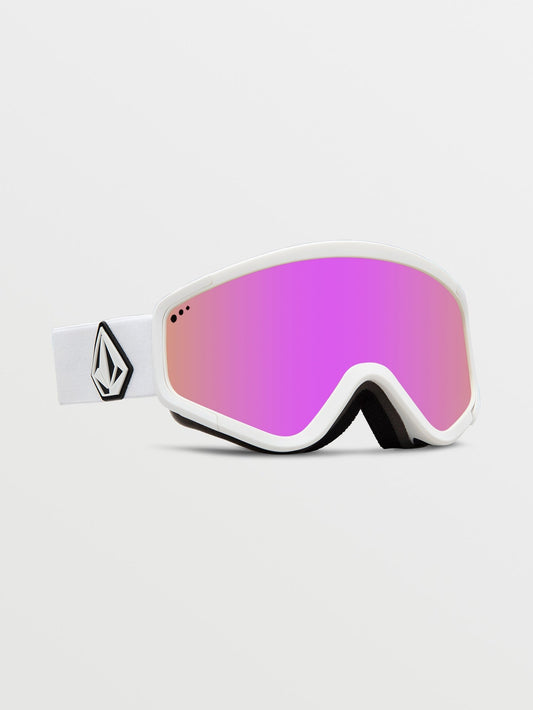 Attunga Mattweiße Schneebrille (+ Bonuslinse – Gelb) – Pink Chrome