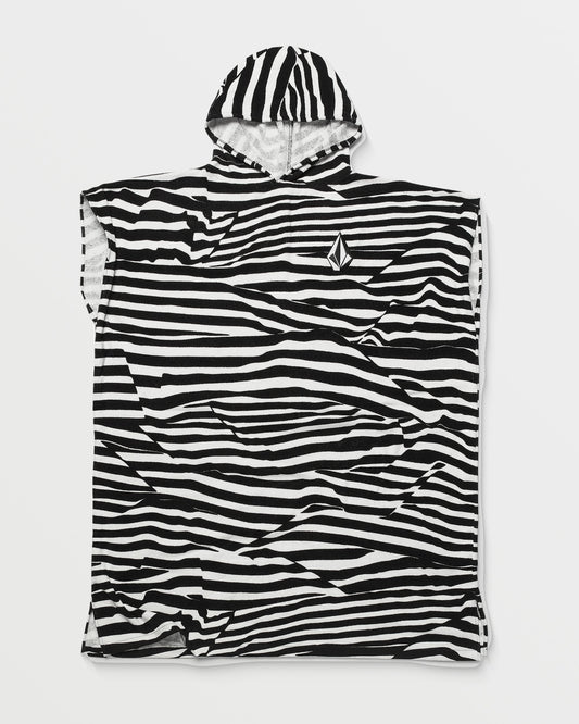 Hooded Poncho - WHITE BLACK