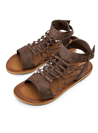 Sandalen mit Vogelmotiv - Braun